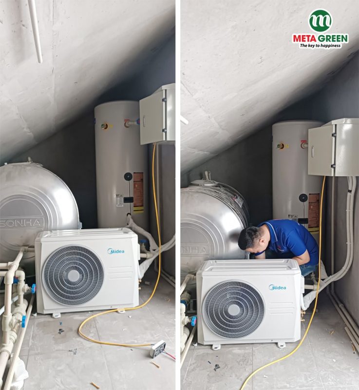 Lắp đặt máy bơm nhiệt Midea 300L cho nhà biệt thự tại khu đô thị Vinhomes Marina Hải Phòng