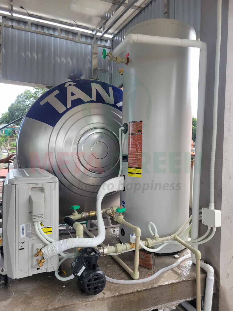 Lắp đặt hệt hống nước nóng trung tâm heat pump 300L tại TP. Cẩm Phả, Quảng Ninh